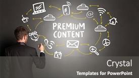  Presentation with social media - Presentation enhanced with businessman-drawing-social-media-icons background and a gray colored foreground