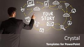  Presentation with social media - Slide set with businessman-drawing-social-media-icons background and a gray colored foreground