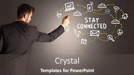  Presentation with social media - Slides with businessman-drawing-social-media-icons background and a gray colored foreground