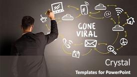  Presentation with viral - Cool new presentation theme with businessman-drawing-social-media-icons backdrop and a gray colored foreground
