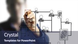  Presentation with artificial neural network structure fragment - Colorful PPT theme enhanced with businessman drawing social network structure backdrop and a ocean colored foreground