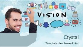  Presentation with vision - PPT layouts featuring businessman drawing symbols with vision background and a cool aqua colored foreground
