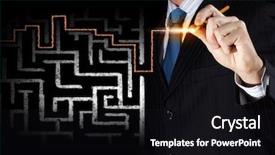  Presentation with close up view of the compass on old paper - Slide set enhanced with businessman drawing way in labyrinth background and a  colored foreground