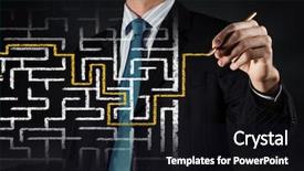  Presentation with way - Slide set consisting of businessman drawing way in labyrinth background and a black colored foreground