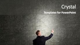  Presentation with statistics - PPT theme featuring businessman drawing with chalk background and a  colored foreground