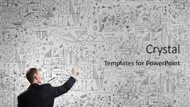  Presentation with statistics - Slide deck with businessman drawing with chalk background and a  colored foreground