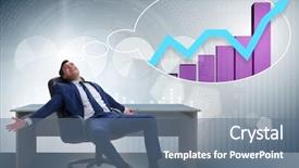  Presentation with recovery - Cool new PPT theme with businessman dreaming of economy backdrop and a ocean colored foreground