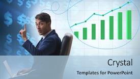  Presentation with economy - Cool new theme with businessman dreaming of economy backdrop and a light blue colored foreground