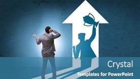  Presentation with prize - Beautiful slide set featuring businessman-dreaming-of-top-prize backdrop and a teal colored foreground