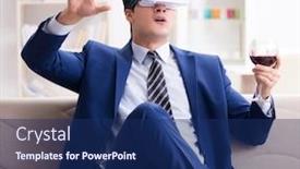  Presentation with wine - Cool new presentation theme with businessman-drinking-wine-sitting backdrop and a navy blue colored foreground