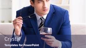  Presentation with wine - Cool new slide set with businessman-drinking-wine-sitting backdrop and a navy blue colored foreground
