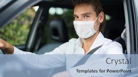  Presentation with covid coronavirus - Colorful PPT theme enhanced with businessman-driving-a-car-covid backdrop and a light blue colored foreground
