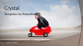  Presentation with driving road - Amazing presentation having businessman driving a toy car backdrop and a light blue colored foreground