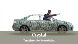  Presentation with car - PPT layouts enhanced with businessman driving car covered background and a gray colored foreground