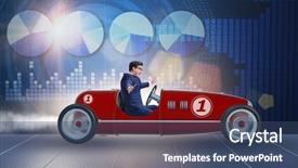  Presentation with driving - PPT layouts consisting of businessman driving car in financial background and a ocean colored foreground