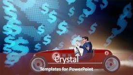  Presentation with driving - Amazing PPT theme having businessman driving car in money backdrop and a tawny brown colored foreground