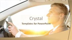  Presentation with flare - Audience pleasing theme consisting of businessman-driving-car-with-yellow backdrop and a cream colored foreground