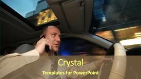  Presentation with cell - Presentation with businessman driving in car background and a tawny brown colored foreground