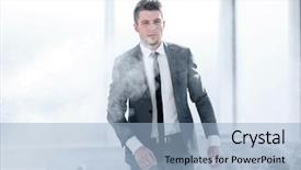  Presentation with fire alarm - PPT layouts with businessman during a fire alarm background and a light blue colored foreground