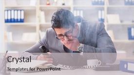  Presentation with fire alarm office - Theme with businessman during fire alarm background and a  colored foreground