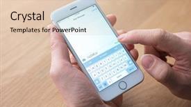  Presentation with phone - Amazing slide deck having businessman edits message on mobile backdrop and a lemonade colored foreground