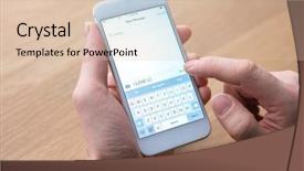  Presentation with text message - Cool new presentation with businessman edits message on mobile backdrop and a lemonade colored foreground