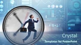  Presentation with time management - Presentation theme consisting of businessman employee in time management concept background and a ocean colored foreground