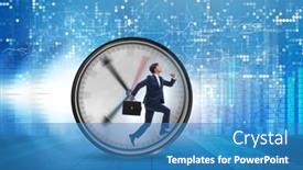  Presentation with time management - Colorful presentation enhanced with businessman employee in time management concept backdrop and a teal colored foreground
