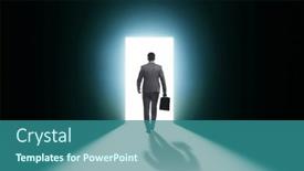  Presentation with prison escape - Slide set with businessman-entering-backlit-door background and a ocean colored foreground