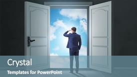  Presentation with vintage door nature - PPT layouts enhanced with businessman entering big large door background and a seafoam green colored foreground