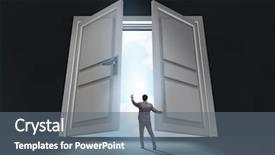  Presentation with door of a small church - Audience pleasing slide set consisting of businessman entering big large door backdrop and a  colored foreground