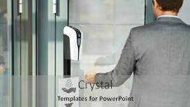  Presentation with hand sanitizer - Theme with businessman-entering-building-using-hand background and a light gray colored foreground