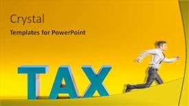  Presentation with burden - Audience pleasing PPT layouts consisting of businessman-escapes-from-the-taxes backdrop and a gray colored foreground