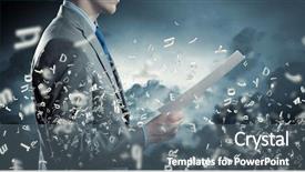  Presentation with contract - Slides with businessman examining document in hands background and a gray colored foreground