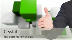 Presentation with tile - Amazing slide set having businessman extending arm for handshake against green tile design backdrop and a light gray colored foreground