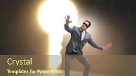  Presentation with choice - Slide set consisting of businessman facing difficult choice dilemma background and a violet colored foreground