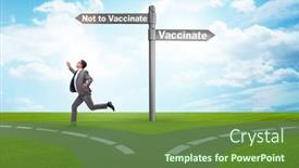  Presentation with vaccination - Theme consisting of businessman-facing-dilemma-of-vaccination background and a tawny brown colored foreground