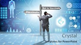  Presentation with vaccination - Cool new slide deck with businessman-facing-dilemma-of-vaccination backdrop and a light blue colored foreground