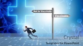  Presentation with vaccination - Presentation theme consisting of businessman-facing-dilemma-of-vaccination background and a light blue colored foreground