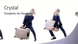  Presentation with facing obstacles - Colorful PPT layouts enhanced with businessman facing excess charges due backdrop and a cream colored foreground