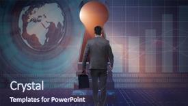  Presentation with keyhole - PPT layouts consisting of businessman facing keyhole in business concept background and a tawny brown colored foreground