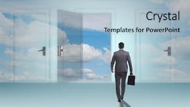  Presentation with career - Colorful presentation theme enhanced with businessman facing many business opportunities backdrop and a light blue colored foreground