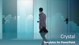  Presentation with business challenge businessman entrance maze - Amazing slides having businessman-facing-many-business-opportunities backdrop and a teal colored foreground