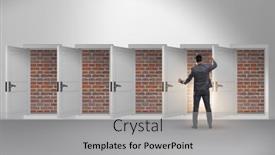  Presentation with brick - PPT theme consisting of businessman-facing-no-exit background and a  colored foreground