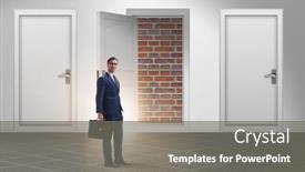  Presentation with brick - Presentation design enhanced with businessman-facing-no-exit background and a  colored foreground