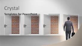  Presentation with brick - PPT theme enhanced with businessman-facing-no-exit background and a light gray colored foreground