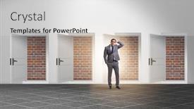  Presentation with brick - PPT layouts consisting of businessman-facing-no-exit background and a light gray colored foreground