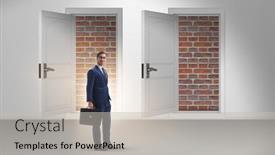  Presentation with brick - Theme enhanced with businessman-facing-no-exit background and a light gray colored foreground