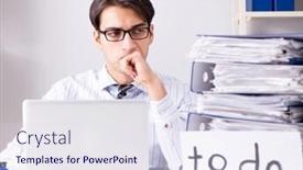  Presentation with deliver - Amazing presentation design having businessman failing to deliver his to-do list backdrop and a sky blue colored foreground