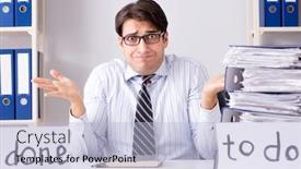  Presentation with deliver - Beautiful slide deck featuring businessman-failing-to-deliver backdrop and a light blue colored foreground